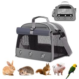 Транспортна переноска для кота, кролика, хом'яка, морської свинки, сіра. Зручна, складна, дихаюча переноска для тварин
