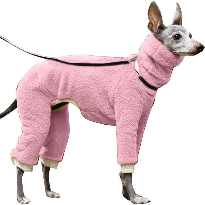 Зимовий комбінезон для собак – теплий флісовий костюм з принтом грейхаунд, високий комір, одяг для чотирилапих афганських хаундів (N, XL)