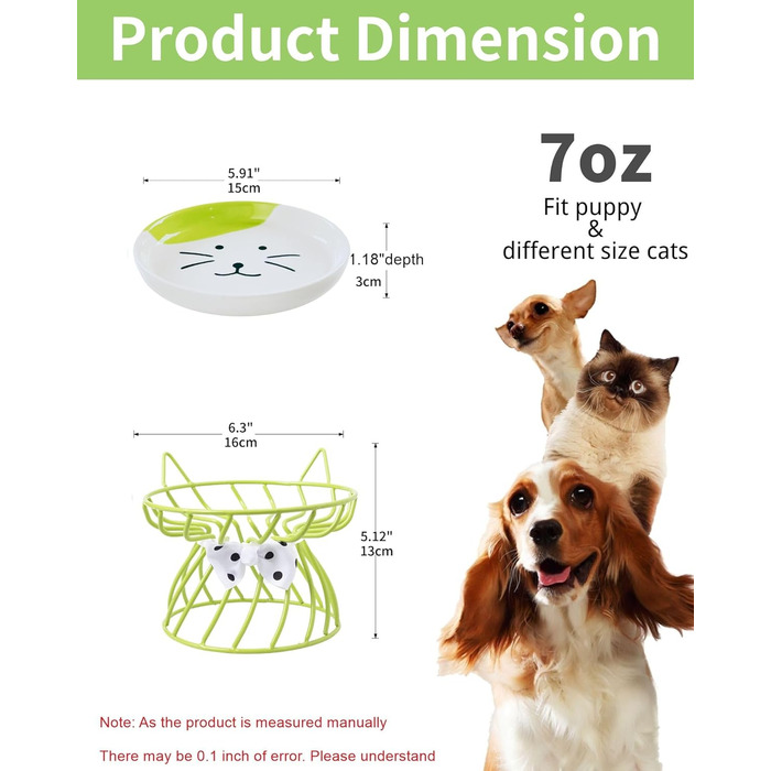 Керамічні годівниці для котів набором 4 шт., підняті миски з підставкою, годівниця для домашніх котів, зменшує напругу в шиї, зручні для вусів, для кошенят, котів, цуценят, миється в посудомийній машині, 4 кольори миска+підставка