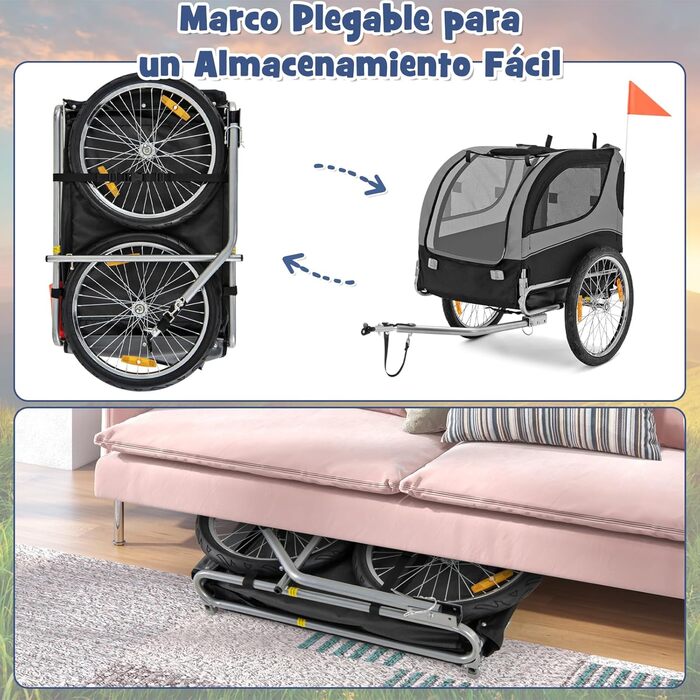 Фahrradanhänger GYMAX: візок для собак з трьома входами, до 40 кг, сірий