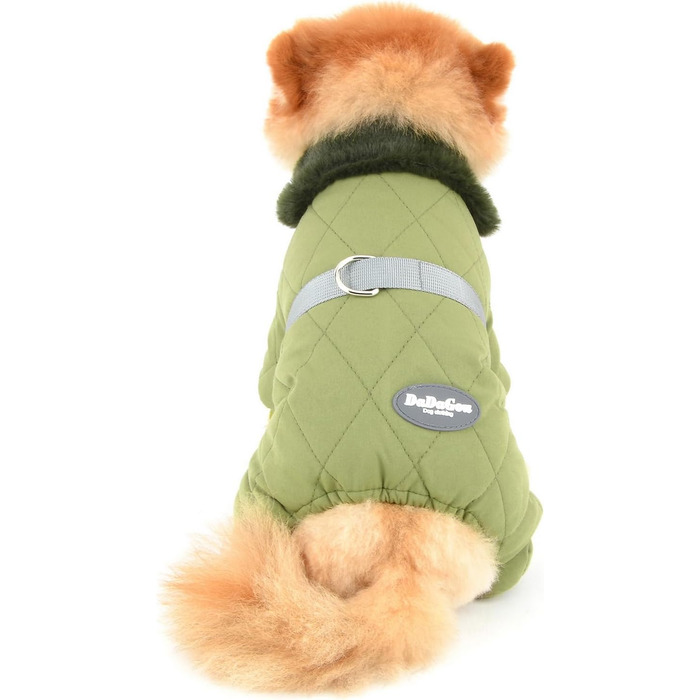PAIDEFUL Зимовий теплий одяг для собак, з флісовою підкладкою, стежка з світловідбиваючим поясом, комбінезон на 4 лапи, пухнастий комір, м'який, вітронепроникний, для осені та зими, цуценята, теплий одяг, XL: спинка 35см, груди 47см (XXL: спинка 40см, гру