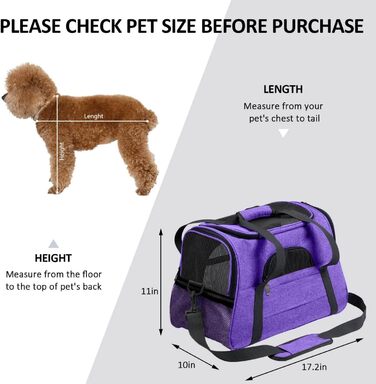 Транспортна переноска для собак та котів, складана, з м'якою підстилкою (фіолетова)