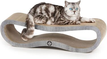CanadianCat Company Orbit 2.0 Лежак-дряпка для котів, з якісного картону, з котячою м'ятою, бетонний дизайн, 84x24x23 см