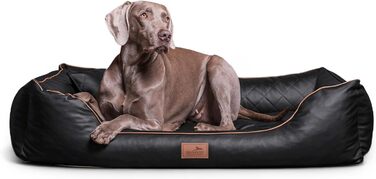 Ортопедичне ліжко для собак Tierlando® Louis з степленого штучного шкіровинилу в клітинку з матрацом з Memory Foam, розмір 100x75 см, колір: чорний