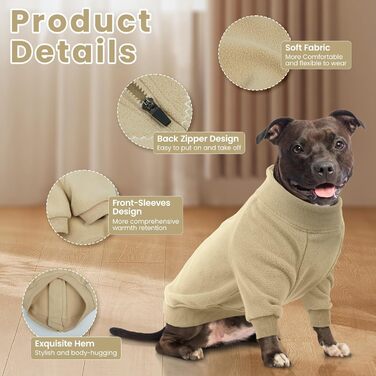 Теплий пуловер Lelepet для собак на осінь/зиму з капюшоном, флісовий світшот для тварин, одяг для цуценят, костюм для великих собак, теплий халат для домашніх тварин, зелений (X-Small, світло-коричневий)