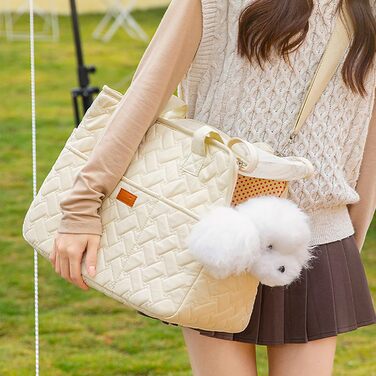 Сумка-переноска для собак та котів до 5 кг, сумочка для цуценят з регульованим поводком - 41x18x30 см