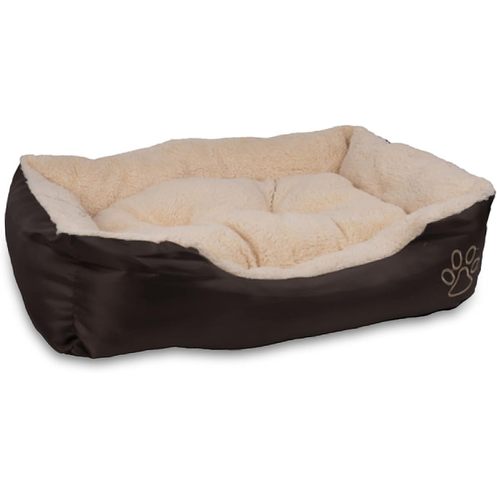 Крісло-ліжко для собак: м'яке, зручне, 61x48x18 см. Крісло для собак з флісу та нейлону, легко миється, підходить для маленьких та великих собак (Бежево-коричневе)