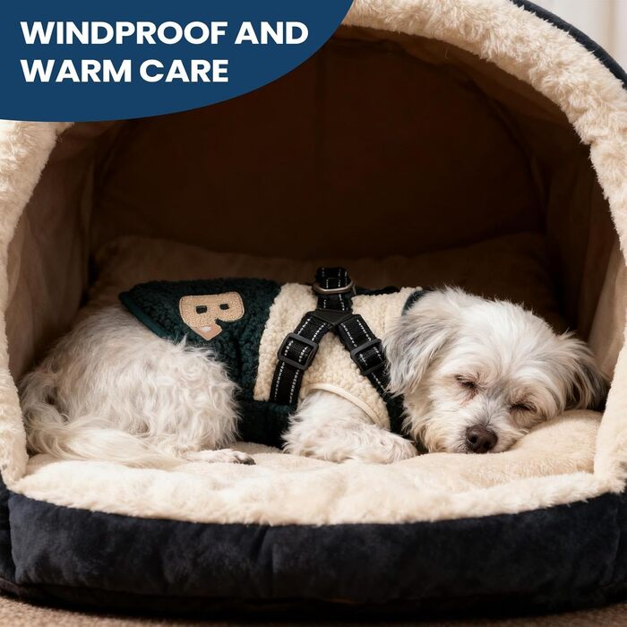 Зимовий теплий одяг для собак, водонепроникний, з підкладкою, з отвором для шлейки, для холодної погоди, для маленьких та середніх собак, зелений/білий