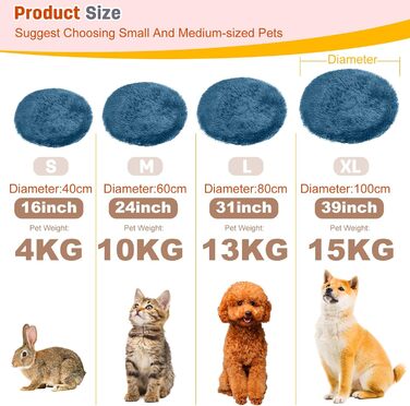 М'яке ліжко для собак PETCUTE з плюшу, 100x100 см, блакитне. Підходить для великих та середніх собак. Легко миється, з антиковзною основою.