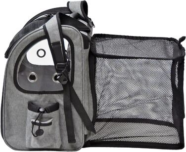 Рюкзак для собак та котів Fudajo, 32x27x40 см, до 6 кг, чорно-сірий, розкладний, для подорожей