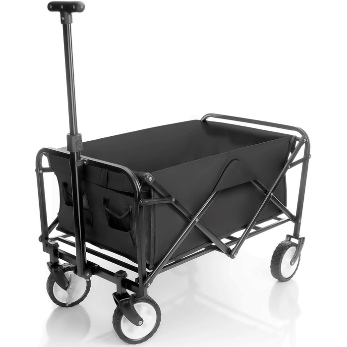 Компактний візок BigDean, чорний, до 80 кг, складавний – для поїздок, кемпінгу та покупок