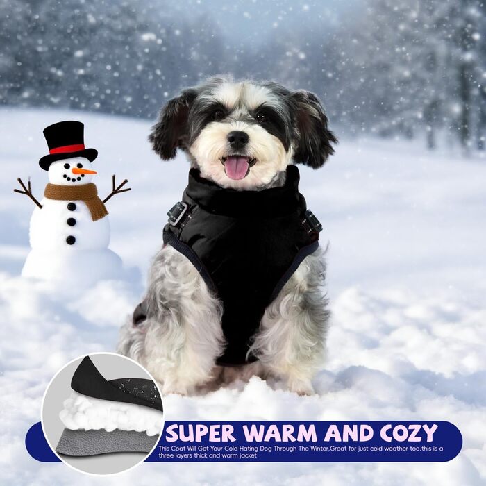 Водонепроникний зимовий одяг для собак з підстилкою - чорний, XXL (маленькі, середні, великі породи)