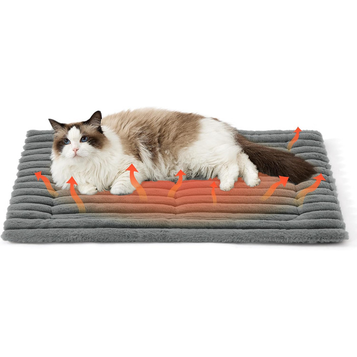 Тепла самонагрівальна підстилка для котів та собак BEDSURE - 76x50 см. Зручна, миюча, з антиковзаючою основою. Підійде для кліток та лежанок.