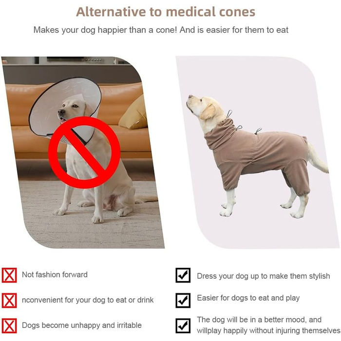 Піжама для великих собак Haustier, 6XL, кавовий, еластична, для дорослих собак