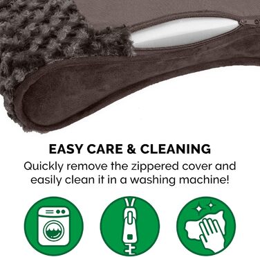 Ліжко для собак Furhaven з Memory Foam, велике/середнє, знімний, пральний чохол, до 17,2 кг, штучне хутро та замша, шоколадно-коричневе, 91x61x14 см