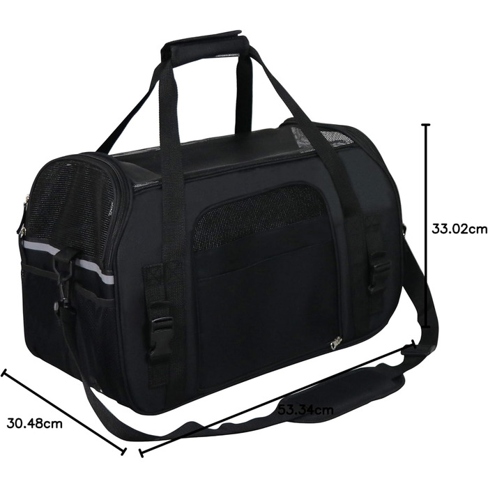 Елітна переноска для тварин EliteField, XL, для собак, котів, цуценят, чорна, схвалена авіакомпаніями, м'які боки, розмір 53.3 x 30.5 x 33 см