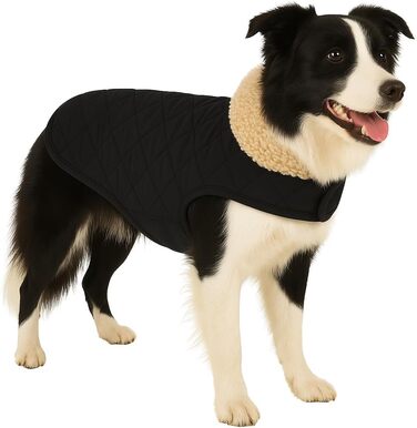 Теплий дощовик для собак Flamingo Bonnie чорного кольору, розмір 50 см, преміум-якість, водонепроникний, прання 30°C, на липучці, з плюшевою підкладкою