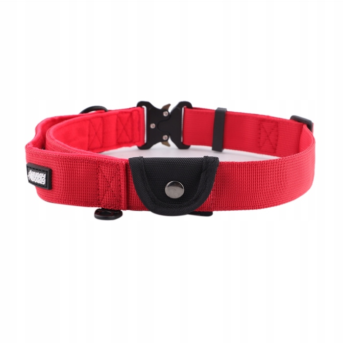 Міцний нашийник з ручкою та кишеняю для ID, червоний HUGGY DOGGY Alpha S