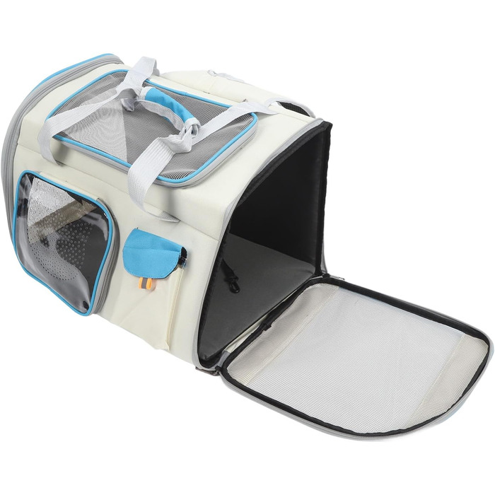 Транслювач для тварин XOYIXOYI, дихаючий рюкзак-переноска для котів та собак, велика місткість, легкий у догляді, для прогулянок на вулиці (білий та блакитний)