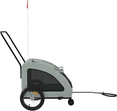 Причіп для собак Fasba: надійний та безпечний причіп для велосипеда, сірий, з прапором та відбивачами, для собак та котів, 63.5 x 124.5 x 66 см