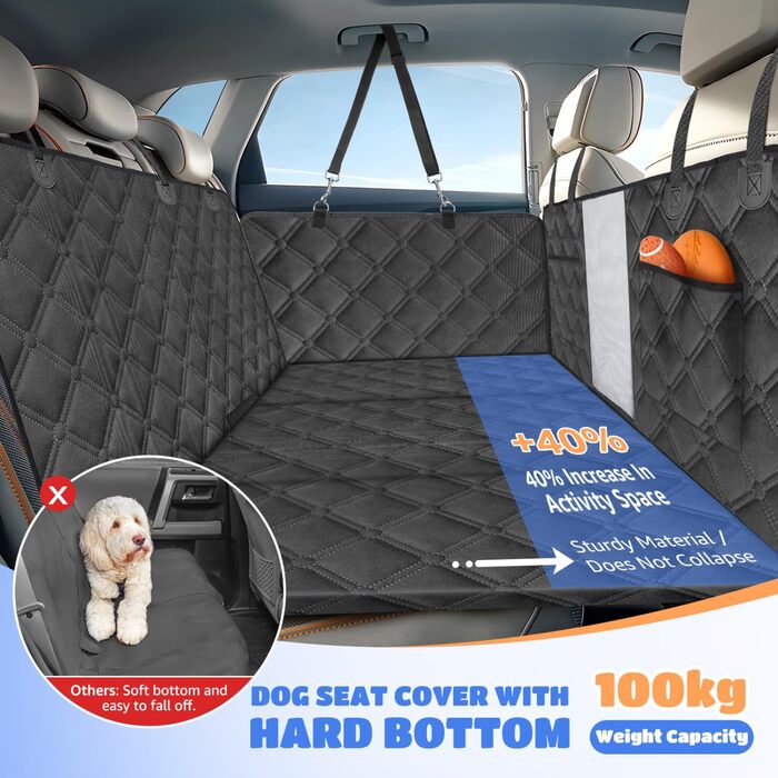 Автоматичний килимок для собак Nobleza з жорсткою основою, 164x131 см, чорний. Захист заднього сидіння авто, вологостійкий, антиковзкий, універсальний розмір