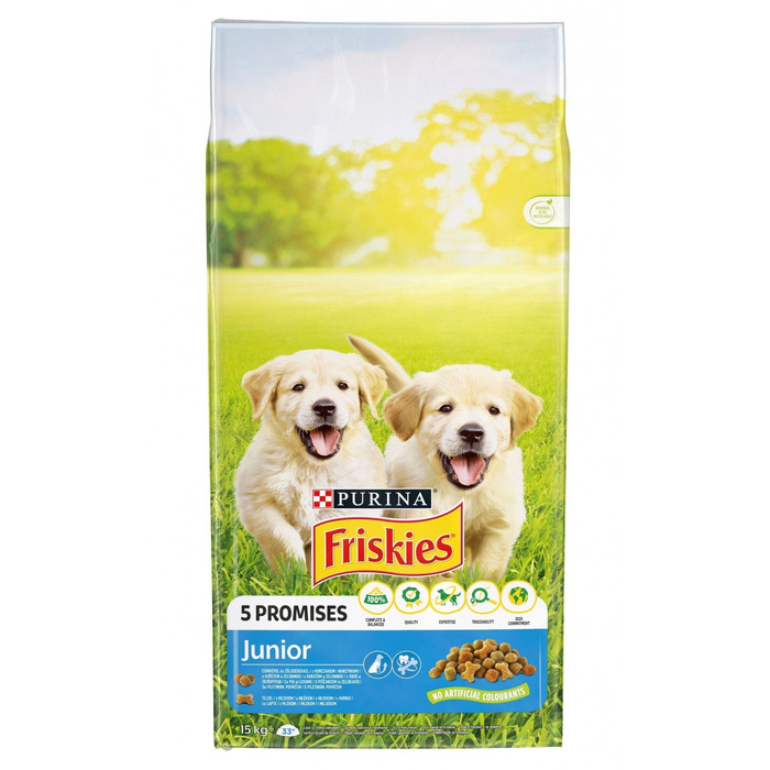 Корм для цуценят Friskies Junior з куркою, молоком та овочами, 15 кг