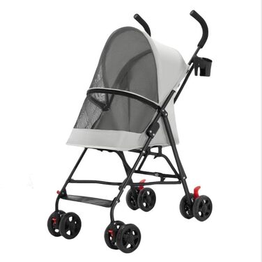 Візок для собак і котів – сталевий, 4 колеса, для будь-якої місцевості, складний, легкий та практичний – Рожевий (97 x 45 x 55 см)