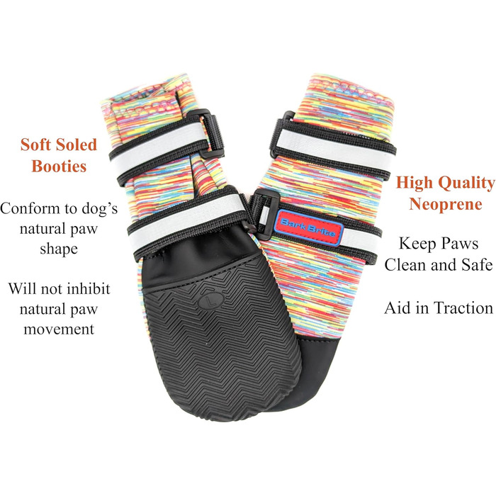 Чоботи для будь-якої погоди, Неопрен, захист лап, з відбиваючими ременями, 5 розмірів (багатобарвні, розмір M) Multicolor Medium