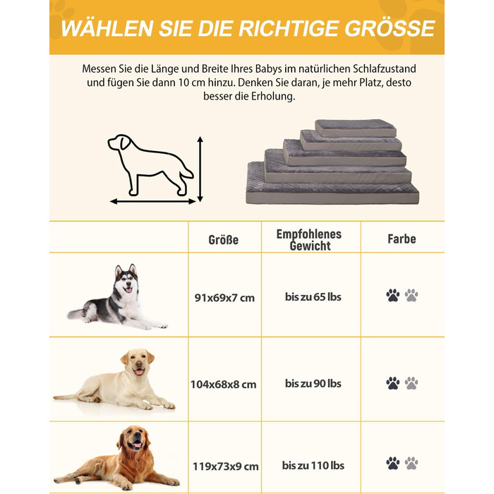 Ортопедичне ліжко для собак Favodormir, велике та середнє, 91x69x7 см (Сірий)