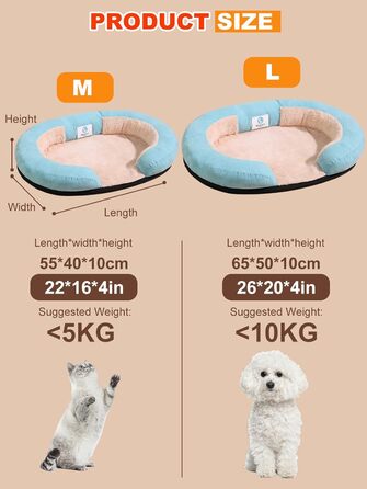 Ортопедичне ліжко для собак PETCUTE великих порід, зручне, з антиковзною основою та знімним чохлом, блакитне