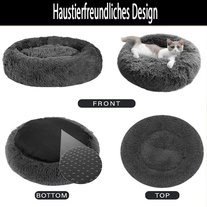 Ортопедичне ліжко для собак XL/XXL: м'яке, кукурудзяне, овальне, антистрес, для великих та середніх собак, темно-сіре