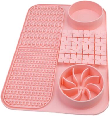 Лежак-іграшка для собак з присосками, повільний годівник, рожевий | Лежак-пазл для собак