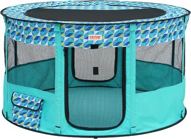 Вольєр для цуценят VEVOR розкладний, 812 x 609 x 558 мм, з мискою, 600D Oxford, для собак та інших тварин, блакитний