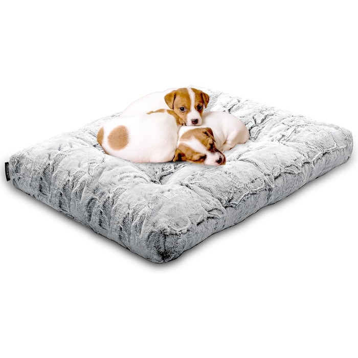 Делюкс лежанка для собак маленьких порід, м'яка підстилка в клітку, товста лежанка для собак, пухнаста килимок для домашніх тварин, 76.2 x 55.9 x 7.6 см, Сірий, Medium