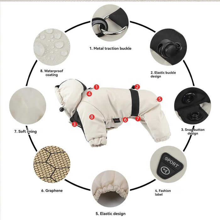 Водонепроникна флісова куртка для собак XL, хакі, з капюшоном та регулюванням