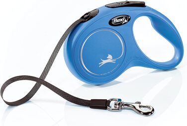 Рулетка-повідок Flexi Classic для собак, 4,8 м, S, синя