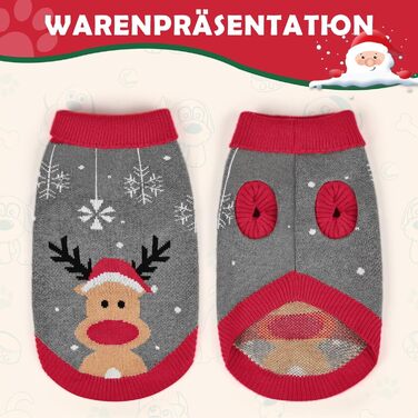 Пуловер для собак Elch Weihnachten: теплий зимовий пуловер з ролетним коміром для маленьких та середніх собак, сірий, XXL