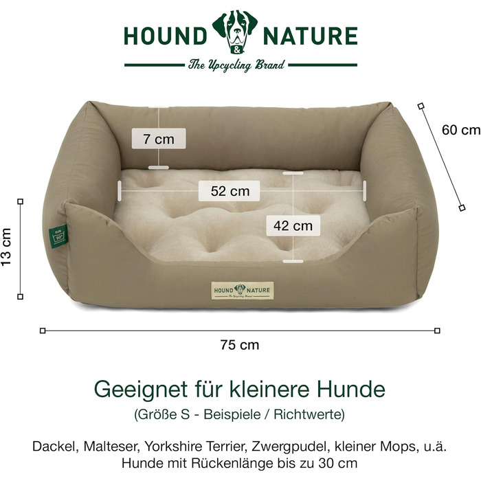 Ортопедичне собаче ліжко HOUND & NATURE Zürich S (75x60 см, Taupe) | М'яке, кудлате, з можливістю прання