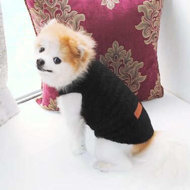 Теплий флісовий жилет для собак - чорний, великий розмір (Чихуахуа, Пудель, Тедді)