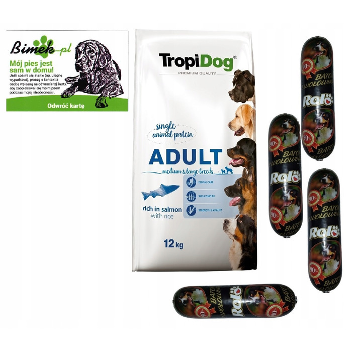 Сухий корм для собак TropiDog Premium Adult Лосось із рисом, 12 кг