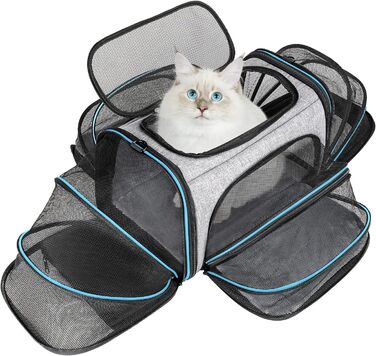 Сумка-переноска для котів і малих собак BERTASCHE, складана, для подорожей, літаків і авто