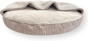 4L Textil Hundebett Vigo з капюшоном: лежанка-будка для собак, ковдра, кошик, спальний мішок, лежанка з корду, подушка для собак середніх розмірів (Бежевий, 90 x 90 x 12 см)