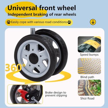 Візок для собак FDW, складаний, для котів та собак, з обертовими колесами на 360°, з кошиком для зберігання, подушкою та сітковими віконцями, утримувачем для напоїв, до 15 кг, рожевий