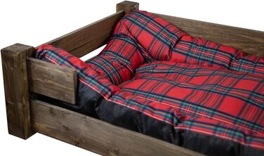 Гіркий корзина для собак Kistenkolli Altes Land Winston XL з дерева та подушкою, 100x60x25 см, вінтажний дизайн, колір палісандр (червоний)