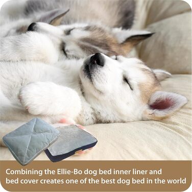 Ліжко для собак Ellie-Bo XXL 117x75x10 см, м'який матрац, штучне хутро, велюр, поліестер, для великих кліток, синє/сіре, для дому, машинне прання