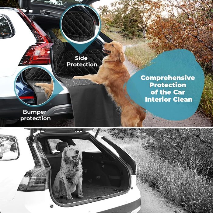 Захист для багажника авто: килимок для собак KYG, водовідштовхувальний, антикіготкові бортики, 215x110 см, чорний