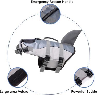 Жилет для собак OMEM, сірий, для плавання, серфінгу та катання на човні. Безпека у воді для вашого улюбленця