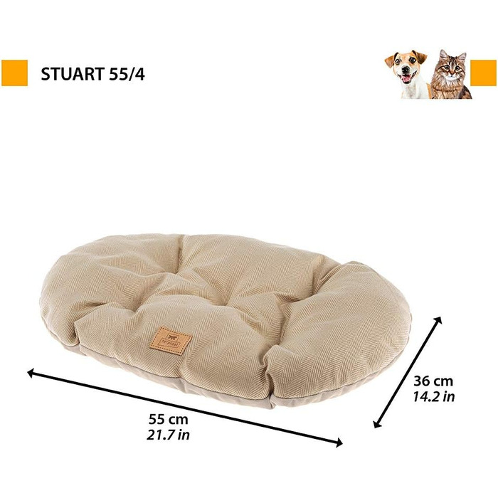 Ліжко для собак та котів Ferplast, м'яке, 55 x 41 x 15 см, блакитне, тканина Tweed, легко миється