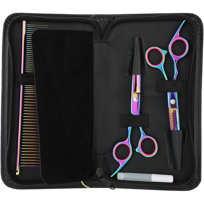 Набір професійних ножиць для грумінгу домашніх тварин: ножиці для стрижки шерсті собак, ножиці для розрідження, вигнуті ножиці, універсальні ножиці