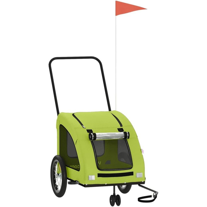 Фургон для собак Fasba: велосипедний причіп для тварин з відбивачами, прапором, зелений, 63,5 x 124,5 x 66 см